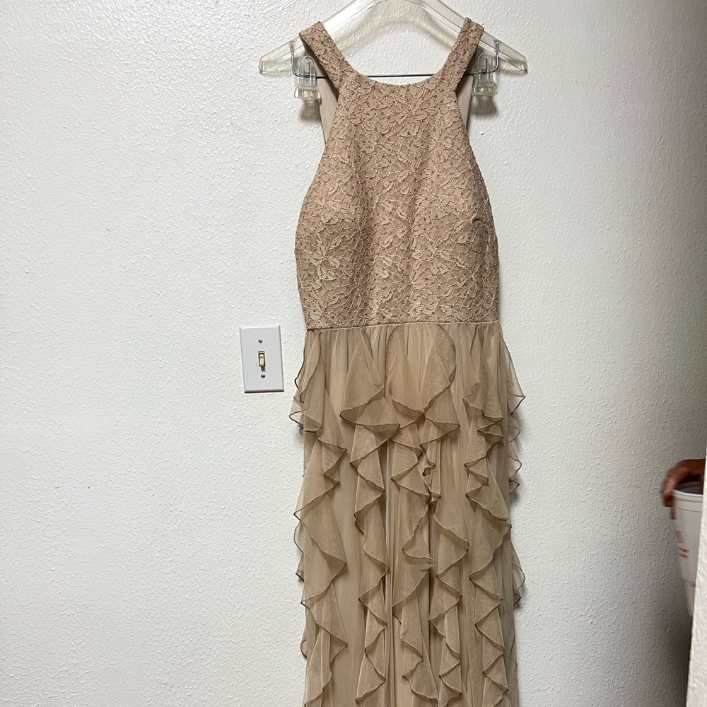 Xtraordinary khaki floor length party dress / prom size 13